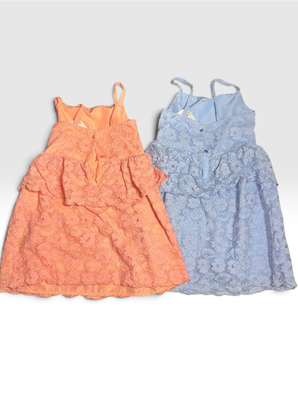 H&M Twin Set Bundle Lace Tiered Dresses Peach & Blue Size 5T - Picture 2 of 4